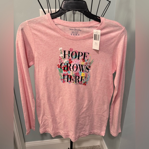 Vera Bradley Tops - Vera Bradley Pink “Hope Grows Here” long sleeve t shirt Women’s Small S Flowers